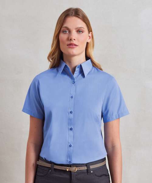 Women's short sleeve poplin blouse